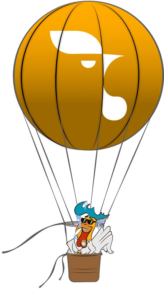 Handgezeichnete Hahn-Illustration im Ballon im Comic Stil – Grafikdesign & Corporate Design von nu-art.at für Agenturen und Unternehmen in Österreich Deutschland und der Schweiz.