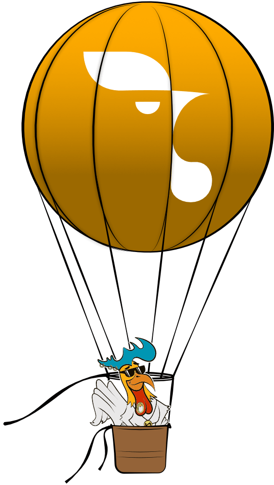 Handgezeichnete Hahn-Illustration im Ballon im Comic Stil – Grafikdesign & Corporate Design von nu-art.at für Agenturen und Unternehmen in Österreich Deutschland und der Schweiz.